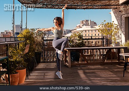 
                Balance, Sportlerin, Dachterrasse, Tänzerin, Workout                   