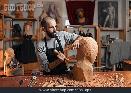 
                Wood, Sculpture, Edit, Sculptor, Chisel, Mallet                   