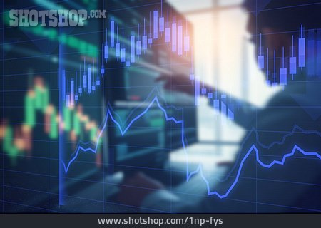 
                Geschäftsmann, Bildschirm, Markt, Aktienkurs, Investition, Prognose                   