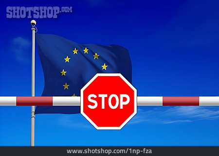
                Europa, Grenze, Stoppschild, Schlagbaum                   