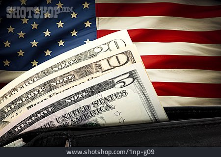 
                Usa, Geldbeutel, Dollarschein                   