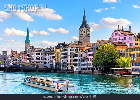 
                Altstadt, Limmat, Zürich, Ausflugsboot                   
