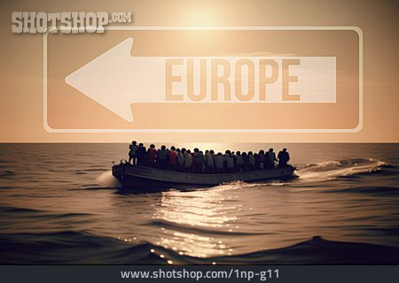 
                Fluchtweg, Mittelmeer, Flüchtlingskrise, Festung Europa                   