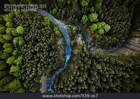 
                Wald, Flusslauf, Drohnenflug                   