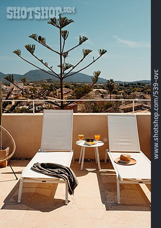 
                Hotel, Mallorca, Dachterrasse, Sonnenliege, Ferienanlage                   