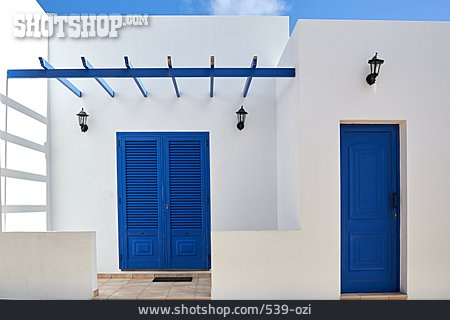 
                Wohnhaus, Blau, Fassade, Weiß, Landestypisch, La Graciosa                   