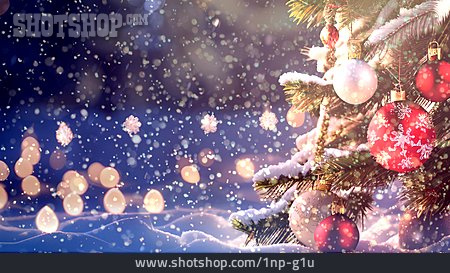 
                Weihnachten, Weihnachtsbaum, Schneien                   