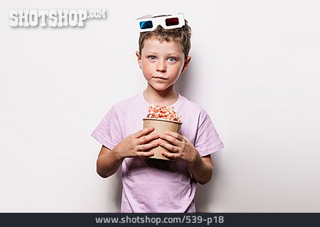 
                Junge, Popcorn, 3d-brille                   
