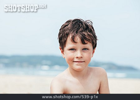 
                Junge, Strand, Meer, Sommer, Porträt                   