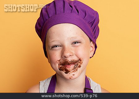 
                Junge, Schokolade, Mund, Verschmiert                   