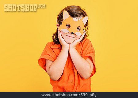 
                Kind, Glücklich, Maske, Fuchs                   