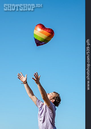 
                Freiheit, Luftballon, Regenbogenfarben, Person, Loslassen, Lgbt                   