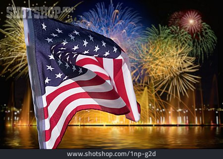 
                Usa, Feuerwerk, Amerikanische Flagge, Unabhängigkeitstag                   