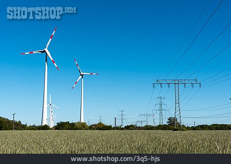 
                Stromversorgung, Strommast, Windenergie, Windrad                   