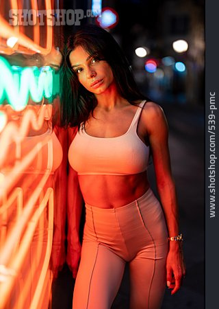 
                Young Woman, Nightlife, Ajar, Party, Neon Light                   