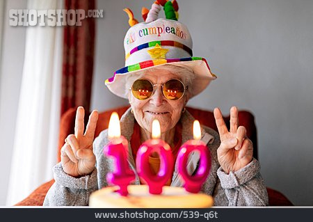 
                Seniorin, Glücklich, Geburtstag, 100, Cool                   