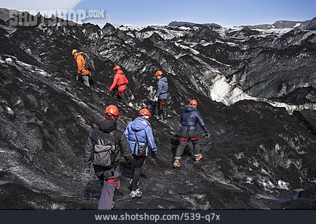 
                Island, Gletscher, Wanderung, Schutzhelm, Führung, Vulkanasche                   