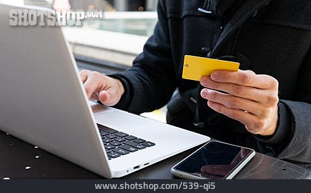 
                Laptop, Kreditkarte, Bargeldlos, Online, E-commerce, Eintippen                   