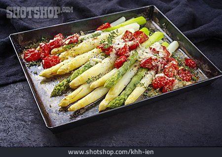 
                Spargel, überbacken, Spargelgericht                   