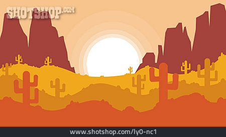 
                Sonnenaufgang, Canyon, Wüste, Illustration                   
