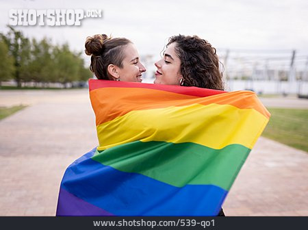 
                Paar, Liebe, Lesbisch, Regenbogenfahne, Lgbtq                   