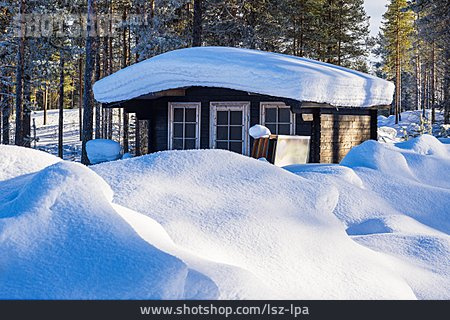 
                Winter, Hütte, Zugeschneit                   