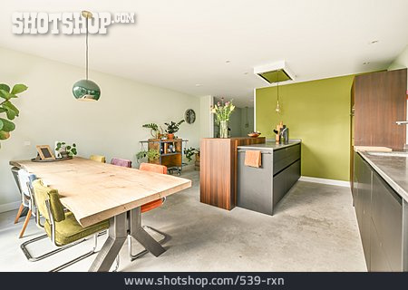 
                Modern, Küche, Inneneinrichtung, Essbereich                   