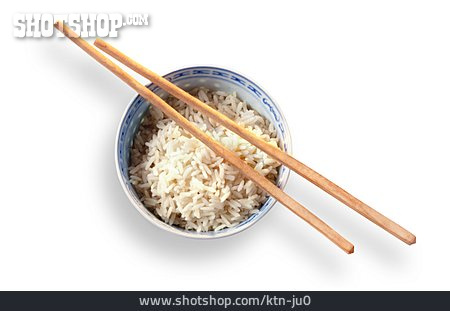 
                Asiatische Küche, Reis, Essstäbchen                   