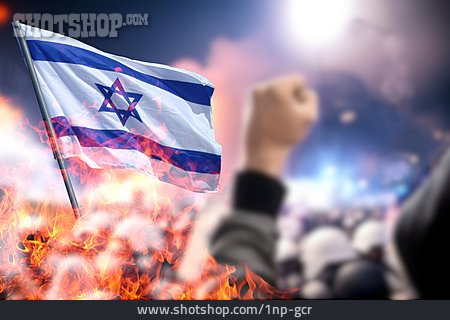 
                Flagge, Protest, Israel, Antisemitismus                   