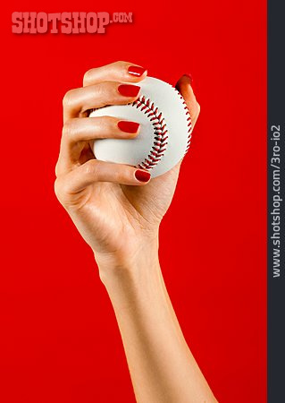 
                Lederball, Frauenhand, Baseball                   