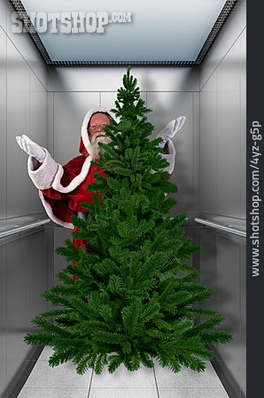 
                Fahrstuhl, Weihnachtsmann, Tannenbaum                   