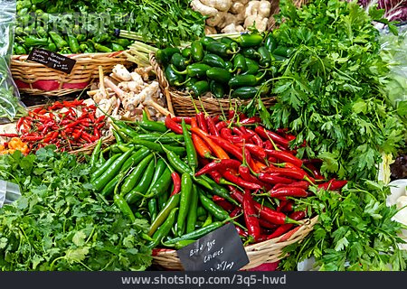 
                Lebensmittel, Chili, Markt, Küchenkraut                   