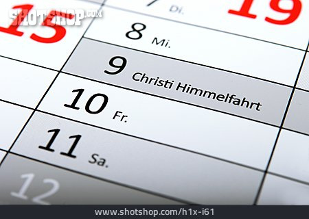 
                Datum, Terminkalender, Christi Himmelfahrt                   