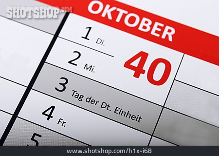 
                Kalender, Tag Der Deutschen Einheit, 3. Oktober                   