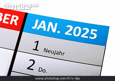 
                Kalender, Neujahr, 1. Januar, 2025                   