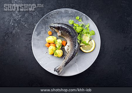
                Fischgericht, Saibling, Traditionelle Küche                   