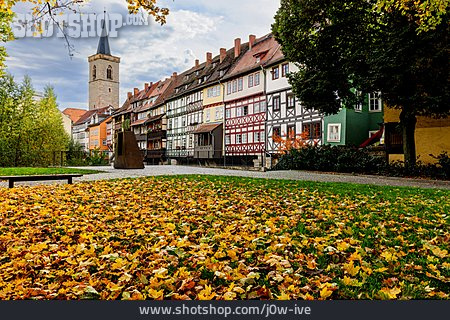 
                Park, Krämerbrücke, Herbstlaub, Erfurt                   