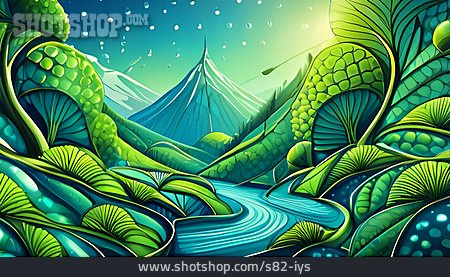 
                Landschaft, Fluss, Illustration                   