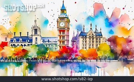 
                London, Aquarell, Zeichnung                   