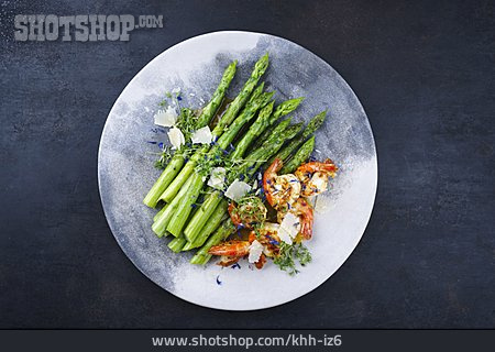 
                Grüner Spargel, Garnele, Mittagessen                   