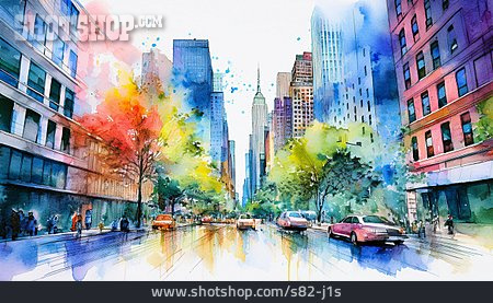 
                New York, Aquarell, Zeichnung                   