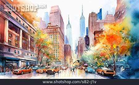 
                New York, Aquarell                   