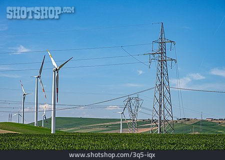 
                Strommast, Energiewirtschaft, Windenergie                   